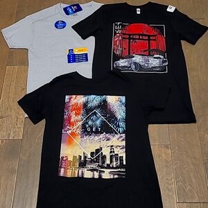 3 Men's Medium Tshirts, Gray, Black Car, Black Get Lost, Summer Tshirt